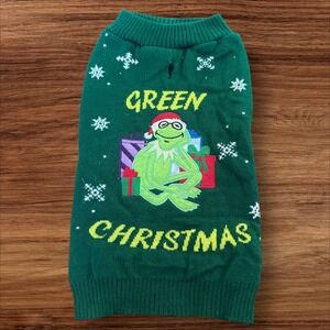 Disney Kermit Green Christmas Dog Sweater Medium Holiday Gift Pet Apparel